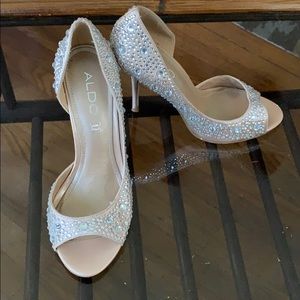 Crystal champagne stilettos